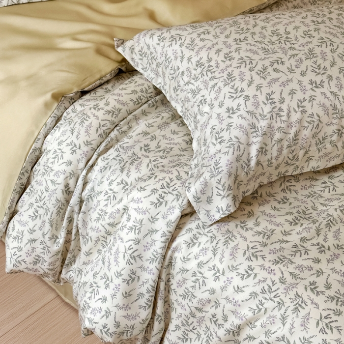 91家纺网 家纺一手货源 找家纺 优彩 2023新款60s莱赛尔天丝四件套 沐樱