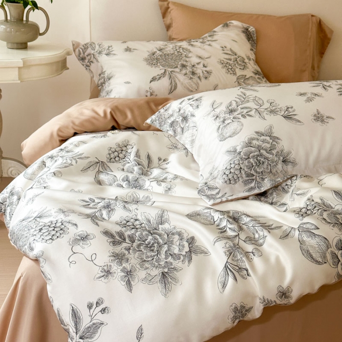 91家纺网 家纺一手货源 找家纺 优彩 2023新款60s莱赛尔天丝四件套 伊芙