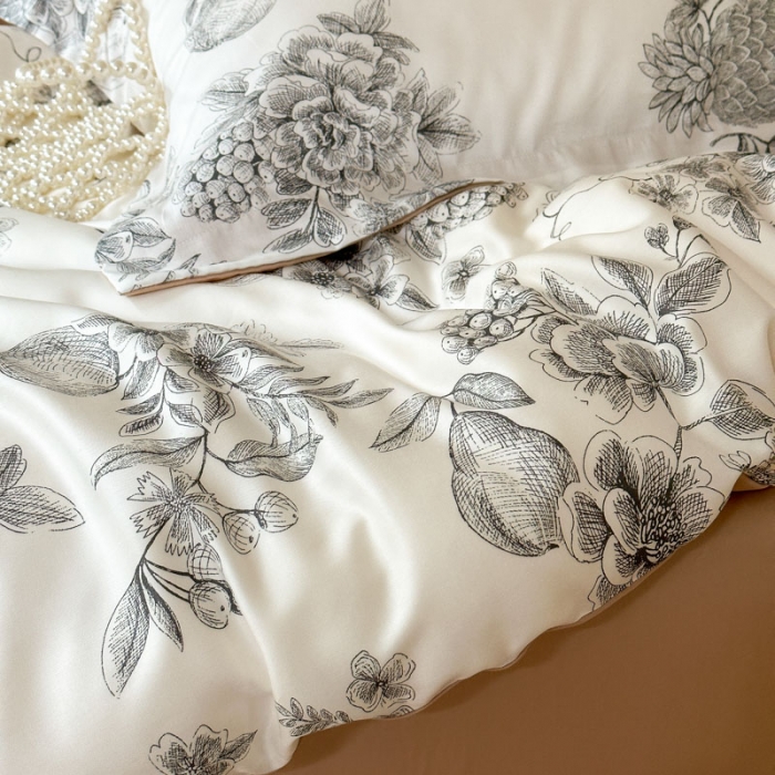 91家纺网 家纺一手货源 找家纺 优彩 2023新款60s莱赛尔天丝四件套 伊芙