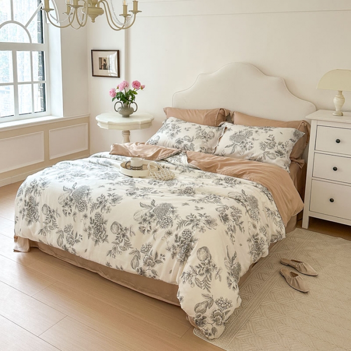 91家纺网 家纺一手货源 找家纺 优彩 2023新款60s莱赛尔天丝四件套 伊芙