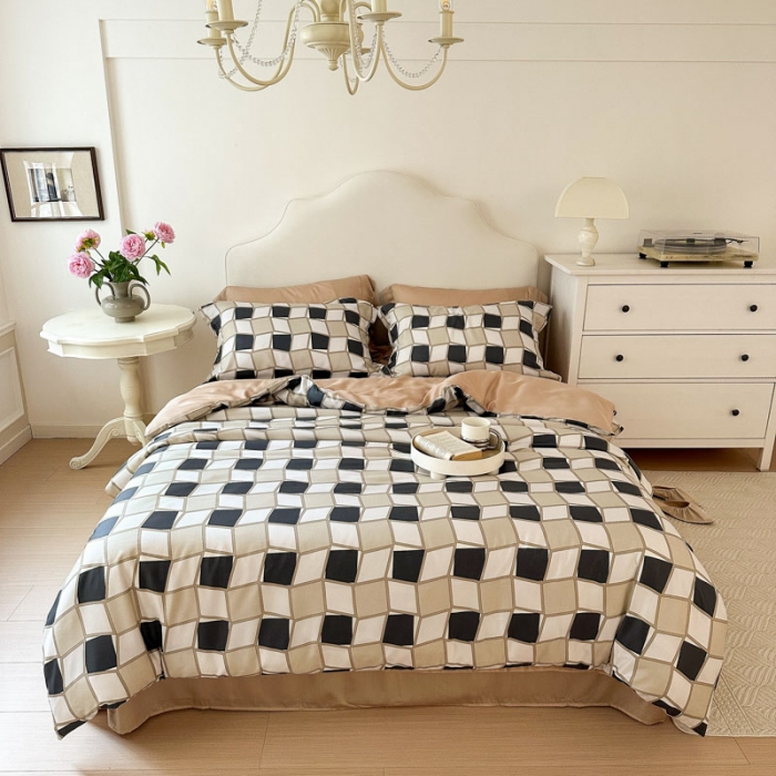 91家纺网 家纺一手货源 找家纺 优彩 2023新款60s莱赛尔天丝四件套 至尚