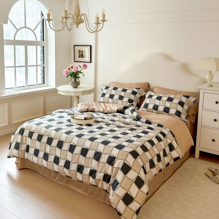 91家纺网 家纺一手货源 找家纺 优彩 2023新款60s莱赛尔天丝四件套 至尚