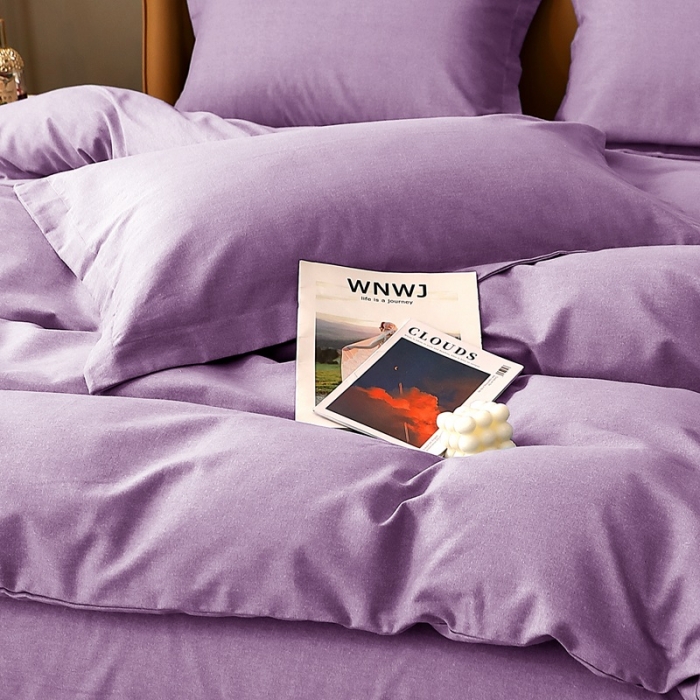 91家纺网 家纺一手货源 找家纺 晶缦家纺 加厚全棉纯色生态磨毛多规格系列单品枕套纯依-丁香紫