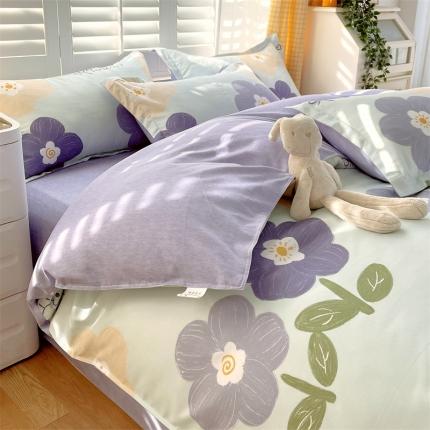 91家纺网 家纺一手货源 找家纺 仟人梦 2024新款直播爆款植物羊绒四件套单被套 AB花满园