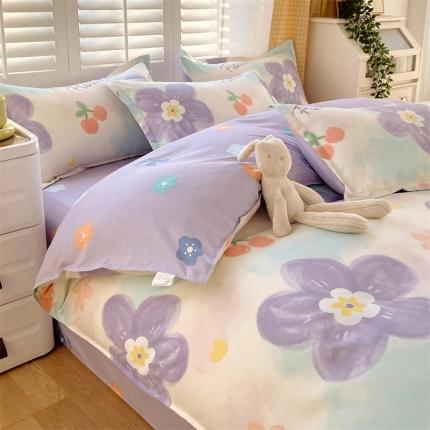 91家纺网 家纺一手货源 找家纺 仟人梦 2024新款直播爆款植物羊绒四件套单被套 AB蜜恋花