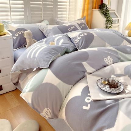 91家纺网 家纺一手货源 找家纺 仟人梦 2024新款直播爆款植物羊绒四件套单被套 AB心晴