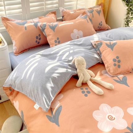 91家纺网 家纺一手货源 找家纺 仟人梦 2024新款直播爆款植物羊绒四件套单被套 AB嫣然