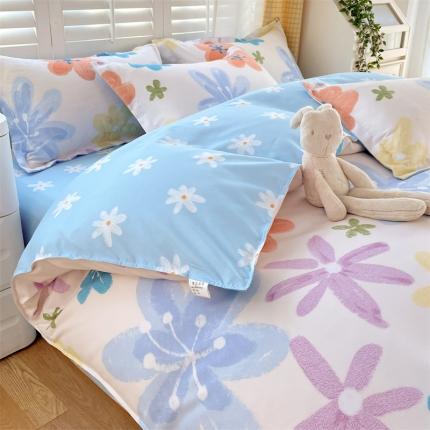 91家纺网 家纺一手货源 找家纺 仟人梦 2024新款直播爆款植物羊绒四件套单被套 AB雨末花开