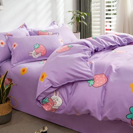 91家纺网 家纺一手货源 找家纺 仟人梦 2024新款直播爆款植物羊绒四件套单被套 可爱兔