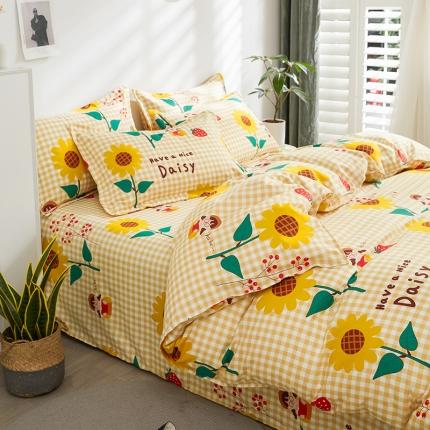 91家纺网 家纺一手货源 找家纺 仟人梦 2024新款直播爆款植物羊绒四件套单被套 向阳花开