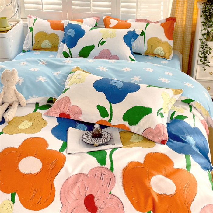 91家纺网 家纺一手货源 找家纺 仟人梦 2024新款直播爆款植物羊绒四件套单被套 AB彩虹花语