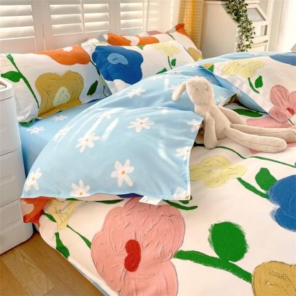 仟人梦 2024新款直播爆款植物羊绒四件套单被套 AB彩虹花语