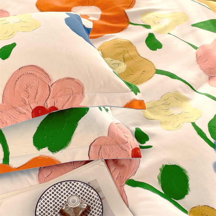 91家纺网 家纺一手货源 找家纺 仟人梦 2024新款直播爆款植物羊绒四件套单被套 AB彩虹花语