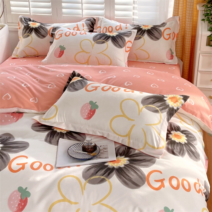 91家纺网 家纺一手货源 找家纺 仟人梦 2024新款直播爆款植物羊绒四件套单被套 AB草莓花