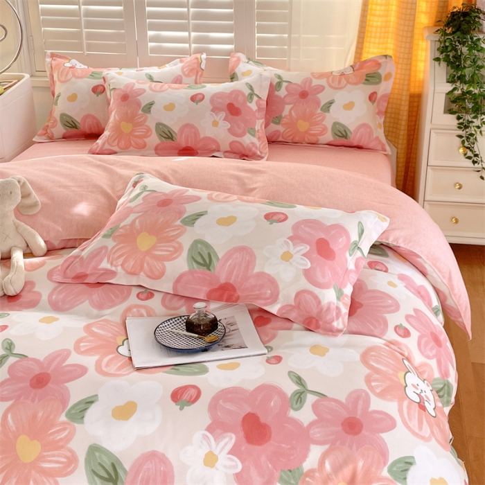 91家纺网 家纺一手货源 找家纺 仟人梦 2024新款直播爆款植物羊绒四件套单被套 AB花海