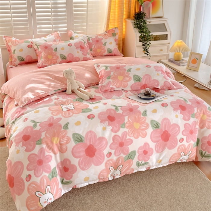 91家纺网 家纺一手货源 找家纺 仟人梦 2024新款直播爆款植物羊绒四件套单被套 AB花海