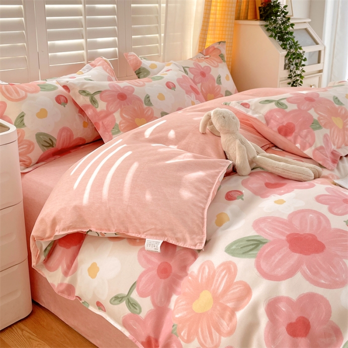 91家纺网 家纺一手货源 找家纺 仟人梦 2024新款直播爆款植物羊绒四件套单被套 AB花海