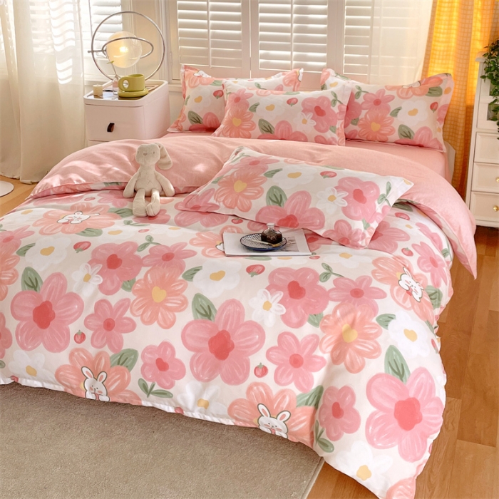 91家纺网 家纺一手货源 找家纺 仟人梦 2024新款直播爆款植物羊绒四件套单被套 AB花海