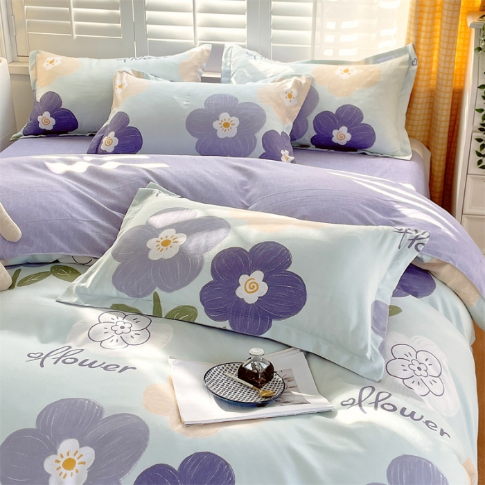 91家纺网 家纺一手货源 找家纺 仟人梦 2024新款直播爆款植物羊绒四件套单被套 AB花满园