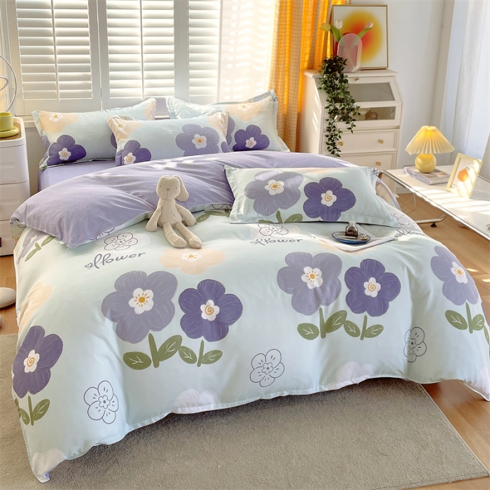 91家纺网 家纺一手货源 找家纺 仟人梦 2024新款直播爆款植物羊绒四件套单被套 AB花满园