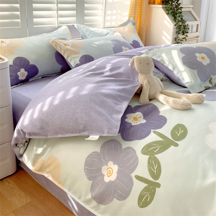 91家纺网 家纺一手货源 找家纺 仟人梦 2024新款直播爆款植物羊绒四件套单被套 AB花满园