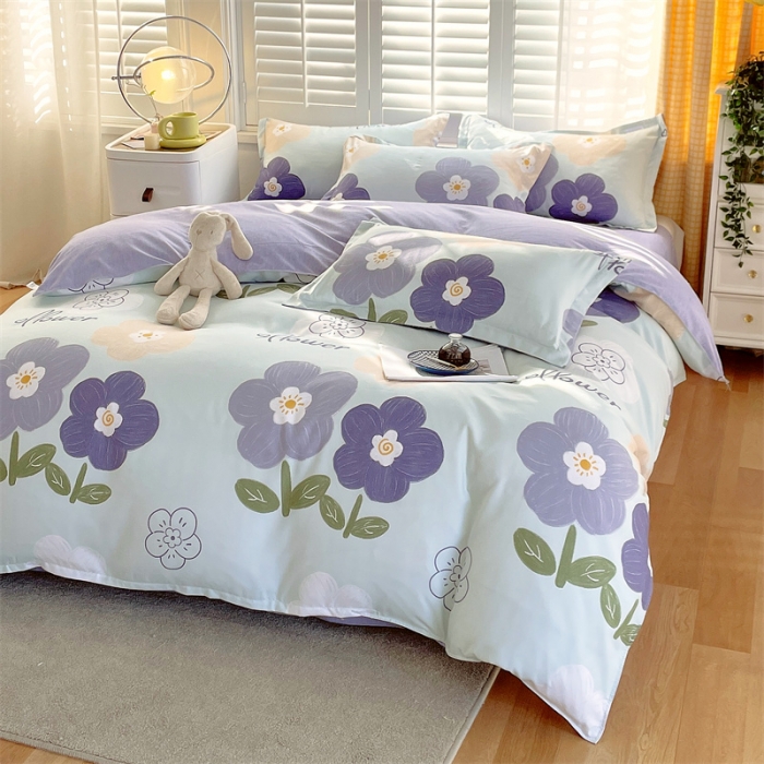 91家纺网 家纺一手货源 找家纺 仟人梦 2024新款直播爆款植物羊绒四件套单被套 AB花满园