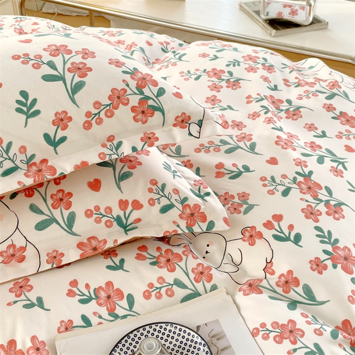 91家纺网 家纺一手货源 找家纺 仟人梦 2024新款直播爆款植物羊绒四件套单被套 AB花田梦