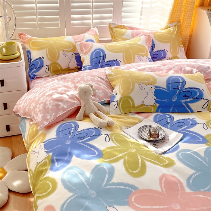 91家纺网 家纺一手货源 找家纺 仟人梦 2024新款直播爆款植物羊绒四件套单被套 AB可可兔