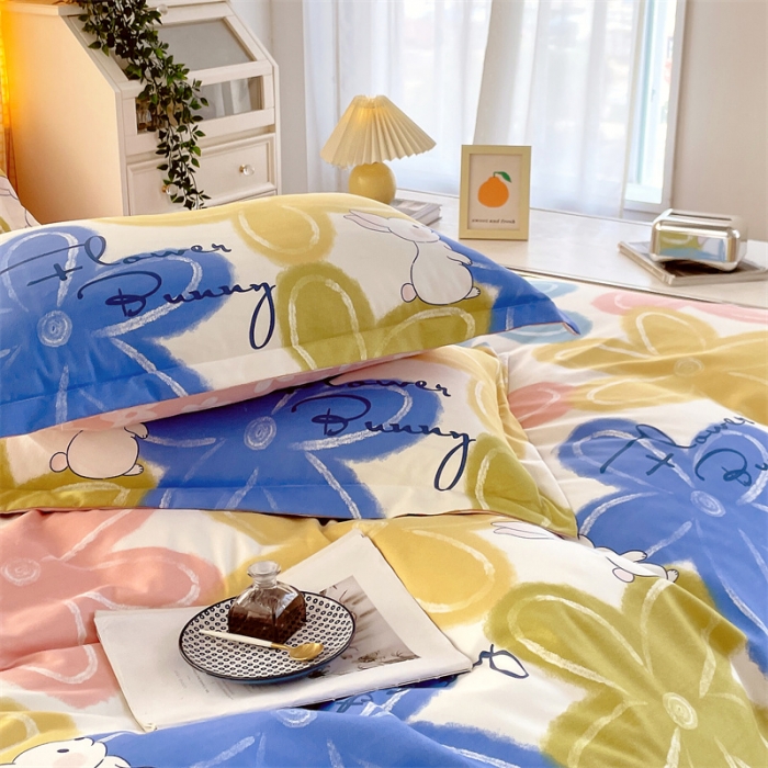 91家纺网 家纺一手货源 找家纺 仟人梦 2024新款直播爆款植物羊绒四件套单被套 AB可可兔