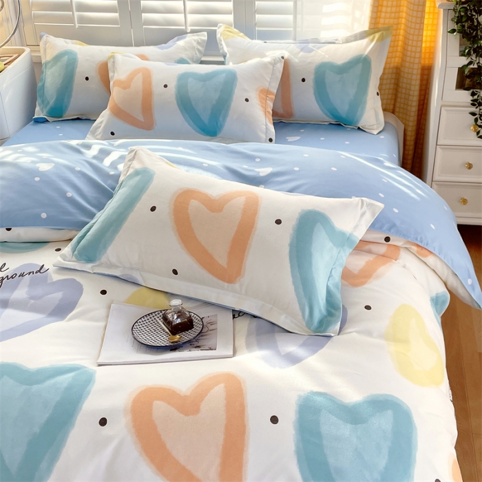 91家纺网 家纺一手货源 找家纺 仟人梦 2024新款直播爆款植物羊绒四件套单被套 AB梦幻爱心