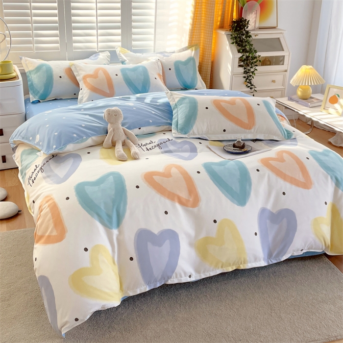 91家纺网 家纺一手货源 找家纺 仟人梦 2024新款直播爆款植物羊绒四件套单被套 AB梦幻爱心