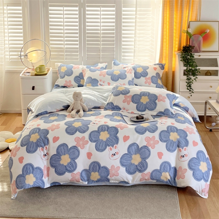 91家纺网 家纺一手货源 找家纺 仟人梦 2024新款直播爆款植物羊绒四件套单被套 AB梦幻小时光