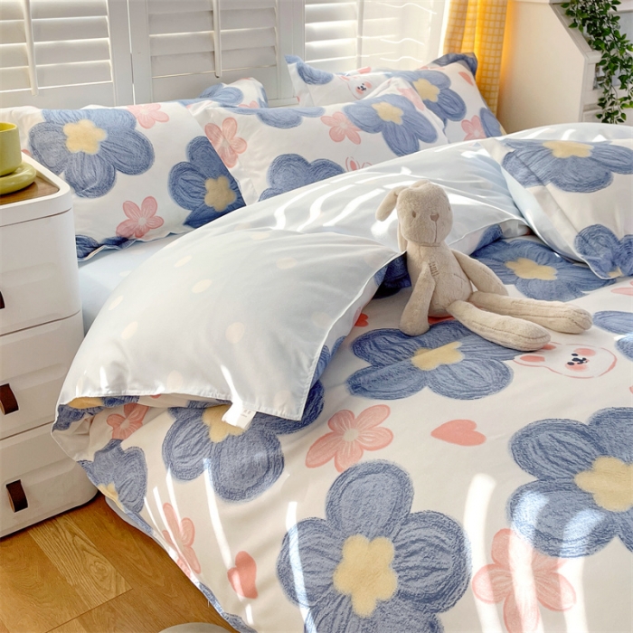 91家纺网 家纺一手货源 找家纺 仟人梦 2024新款直播爆款植物羊绒四件套单被套 AB梦幻小时光