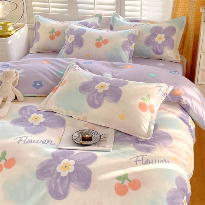 91家纺网 家纺一手货源 找家纺 仟人梦 2024新款直播爆款植物羊绒四件套单被套 AB蜜恋花