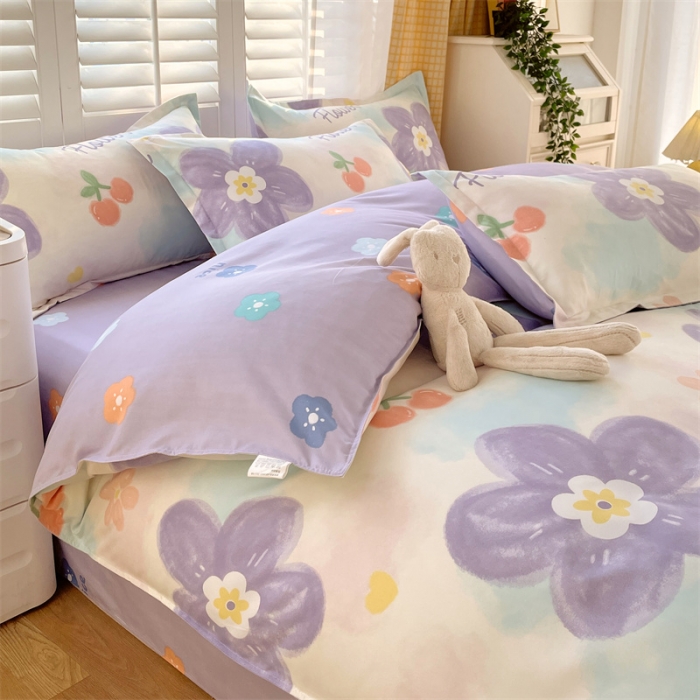 91家纺网 家纺一手货源 找家纺 仟人梦 2024新款直播爆款植物羊绒四件套单被套 AB蜜恋花