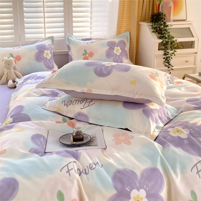 91家纺网 家纺一手货源 找家纺 仟人梦 2024新款直播爆款植物羊绒四件套单被套 AB蜜恋花