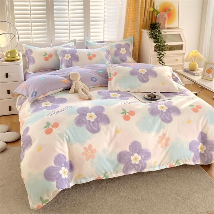 91家纺网 家纺一手货源 找家纺 仟人梦 2024新款直播爆款植物羊绒四件套单被套 AB蜜恋花