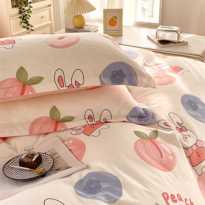 91家纺网 家纺一手货源 找家纺 仟人梦 2024新款直播爆款植物羊绒四件套单被套 AB蜜桃兔