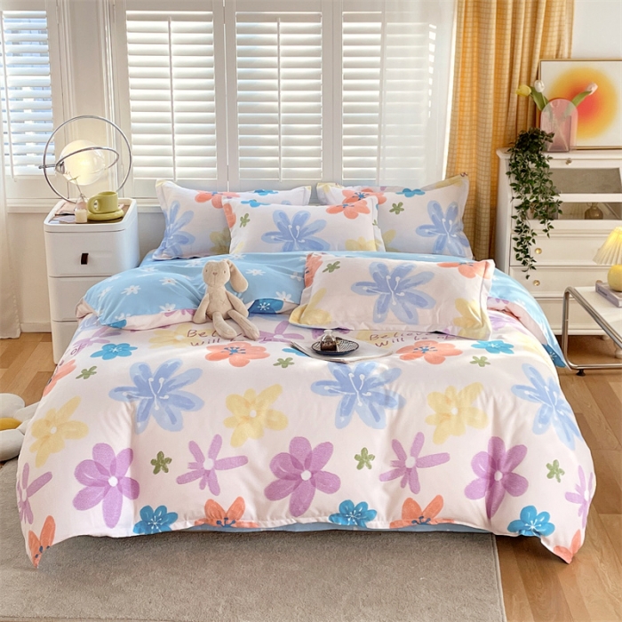 91家纺网 家纺一手货源 找家纺 仟人梦 2024新款直播爆款植物羊绒四件套单被套 AB雨末花开