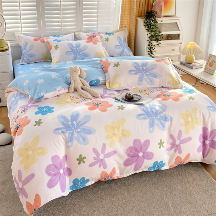 91家纺网 家纺一手货源 找家纺 仟人梦 2024新款直播爆款植物羊绒四件套单被套 AB雨末花开