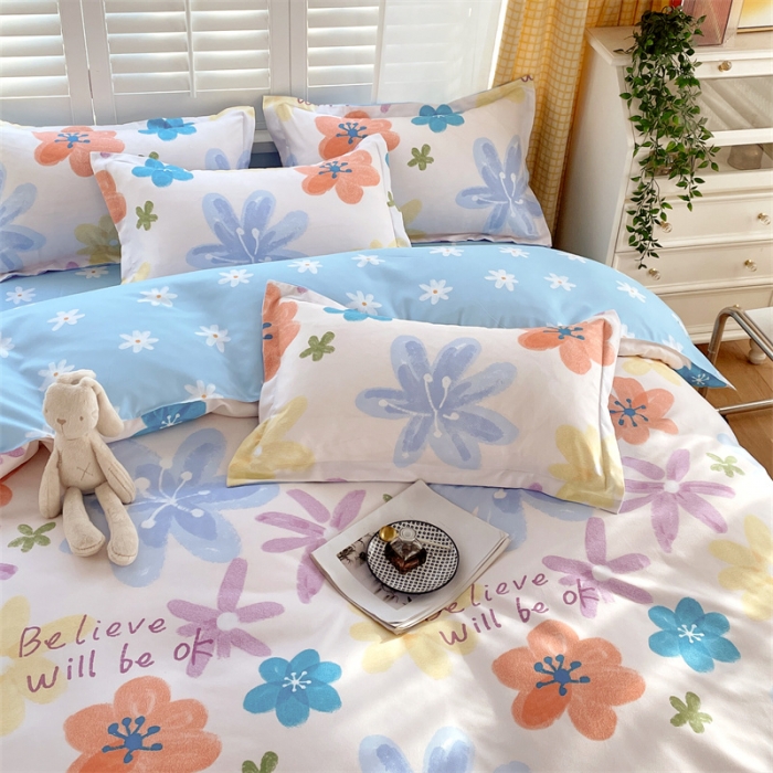 91家纺网 家纺一手货源 找家纺 仟人梦 2024新款直播爆款植物羊绒四件套单被套 AB雨末花开