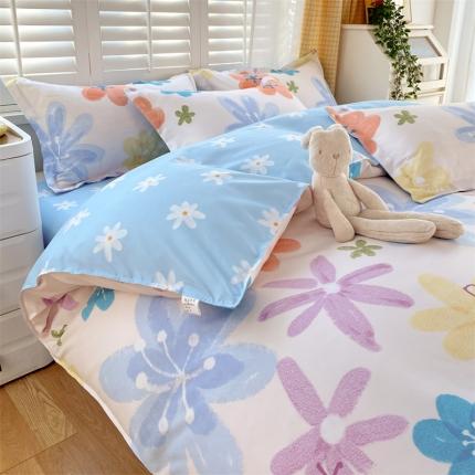 仟人梦 2024新款直播爆款植物羊绒四件套单被套 AB雨末花开