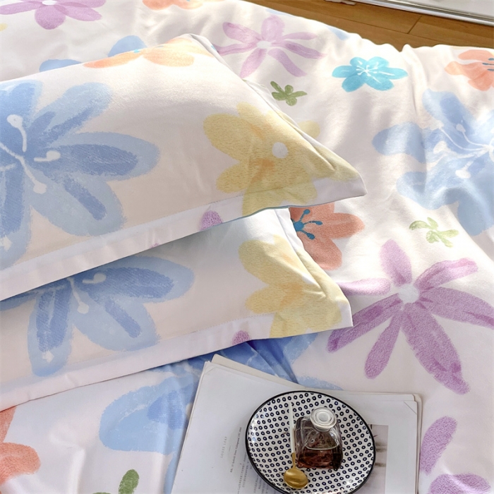 91家纺网 家纺一手货源 找家纺 仟人梦 2024新款直播爆款植物羊绒四件套单被套 AB雨末花开