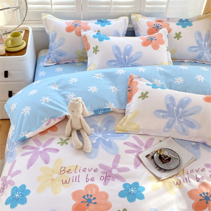 91家纺网 家纺一手货源 找家纺 仟人梦 2024新款直播爆款植物羊绒四件套单被套 AB雨末花开