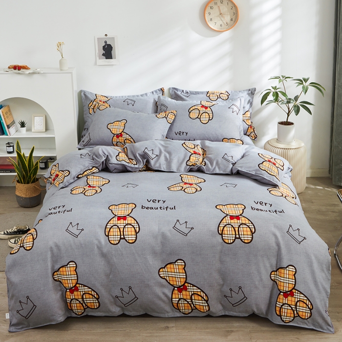 91家纺网 家纺一手货源 找家纺 仟人梦 2024新款直播爆款植物羊绒四件套单被套 AA潮玩小熊