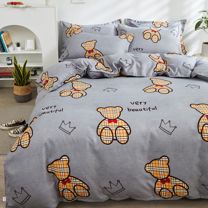 91家纺网 家纺一手货源 找家纺 仟人梦 2024新款直播爆款植物羊绒四件套单被套 AA潮玩小熊