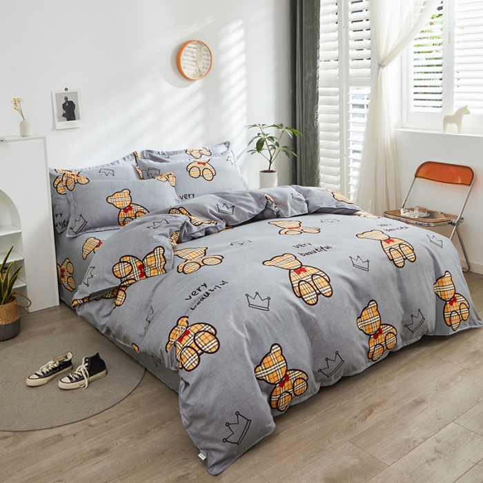 91家纺网 家纺一手货源 找家纺 仟人梦 2024新款直播爆款植物羊绒四件套单被套 AA潮玩小熊