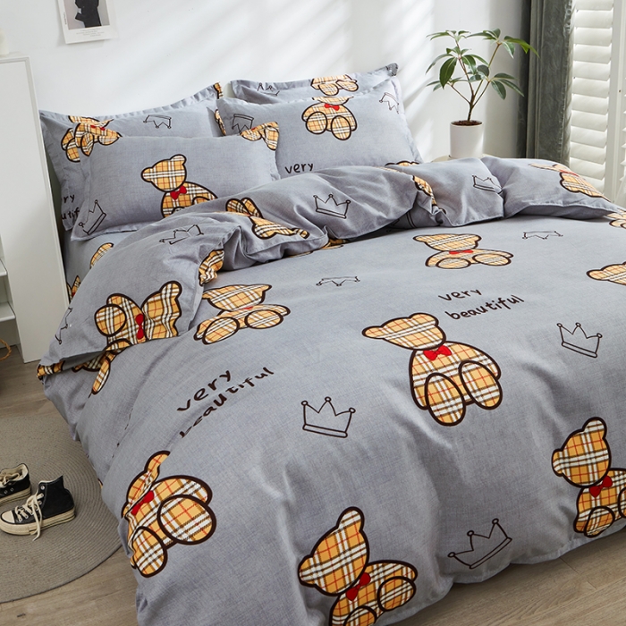 91家纺网 家纺一手货源 找家纺 仟人梦 2024新款直播爆款植物羊绒四件套单被套 AA潮玩小熊