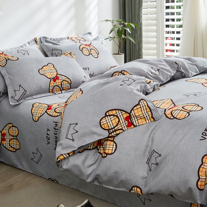 91家纺网 家纺一手货源 找家纺 仟人梦 2024新款直播爆款植物羊绒四件套单被套 AA潮玩小熊