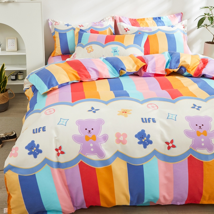 91家纺网 家纺一手货源 找家纺 仟人梦 2024新款直播爆款植物羊绒四件套单被套 AA欢乐小熊